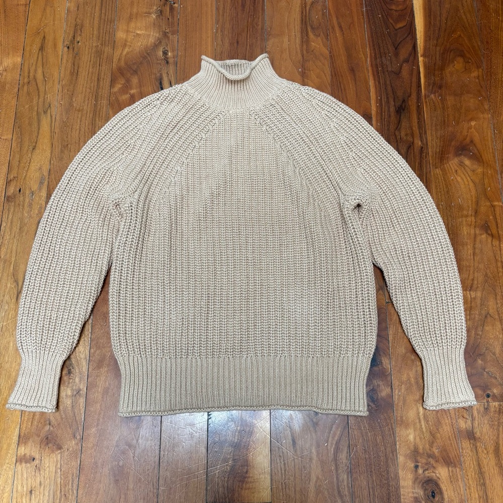 J. Crew Cotton Ribbed Rollneck Pullover Sweater In Sandy Beach XS - Picture 4 of 10